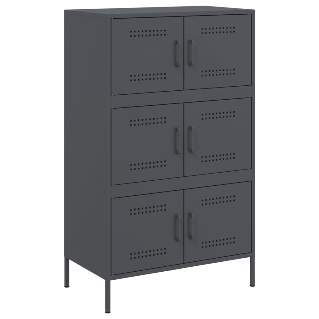 VidaXL Hoge kast 68x39x113 cm staal antracietkleurig
