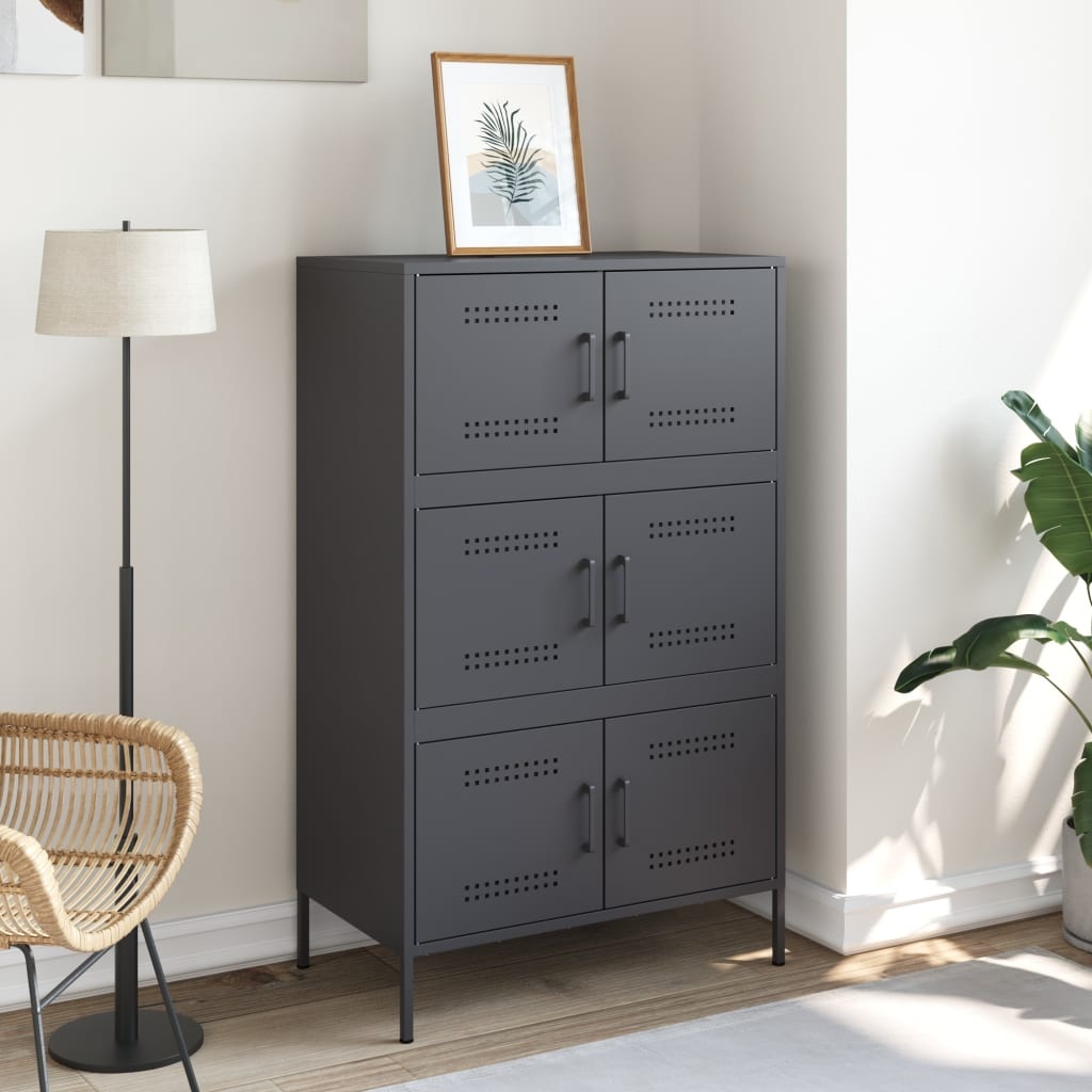 VidaXL Hoge kast 68x39x113 cm staal antracietkleurig