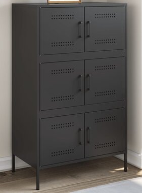VidaXL Hoge kast 68x39x113 cm staal zwart