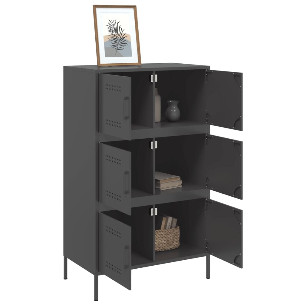 VidaXL Hoge kast 68x39x113 cm staal zwart