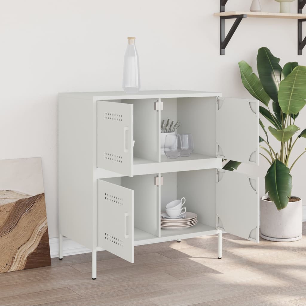 VidaXL Dressoir 68x39x79 cm staal wit