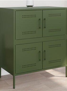 VidaXL Dressoir 68x39x79 cm staal olijfgroen