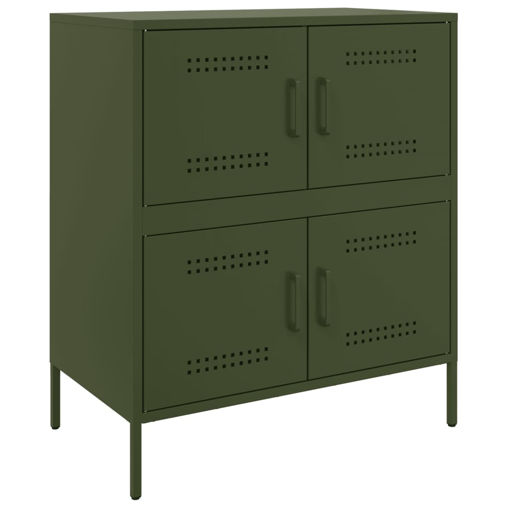 VidaXL Dressoir 68x39x79 cm staal olijfgroen