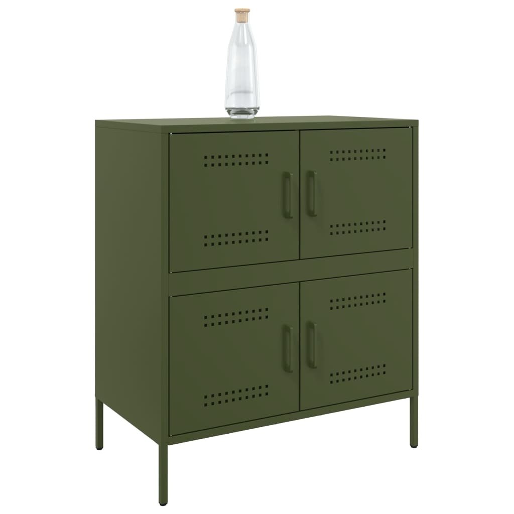VidaXL Dressoir 68x39x79 cm staal olijfgroen