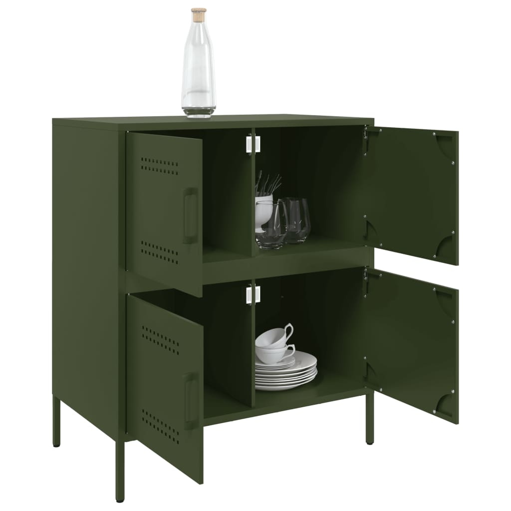 VidaXL Dressoir 68x39x79 cm staal olijfgroen