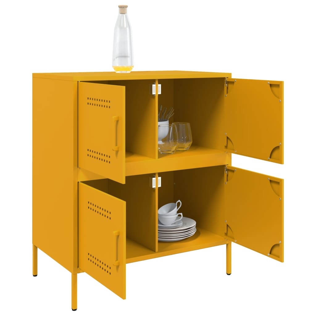 VidaXL Dressoir 68x39x79 cm staal mosterdgeel