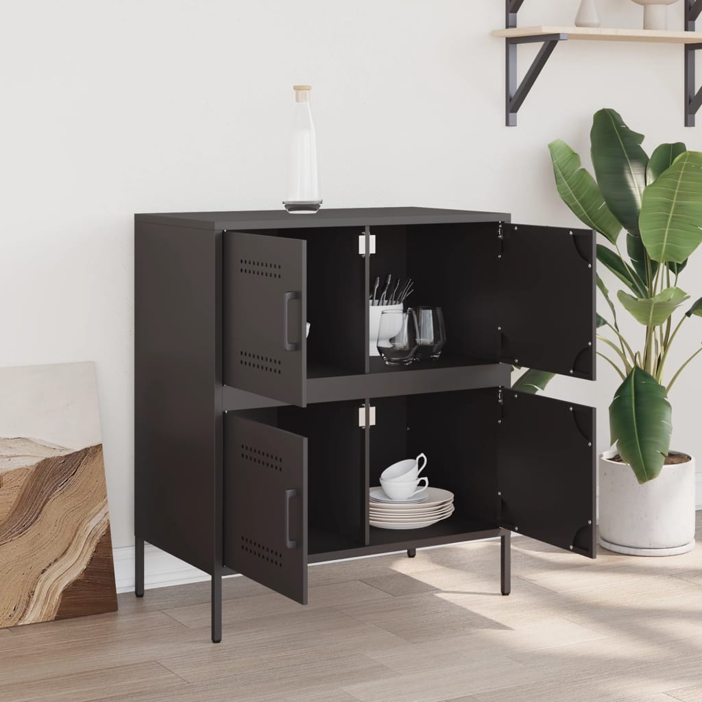 VidaXL Dressoir 68x39x79 cm staal zwart