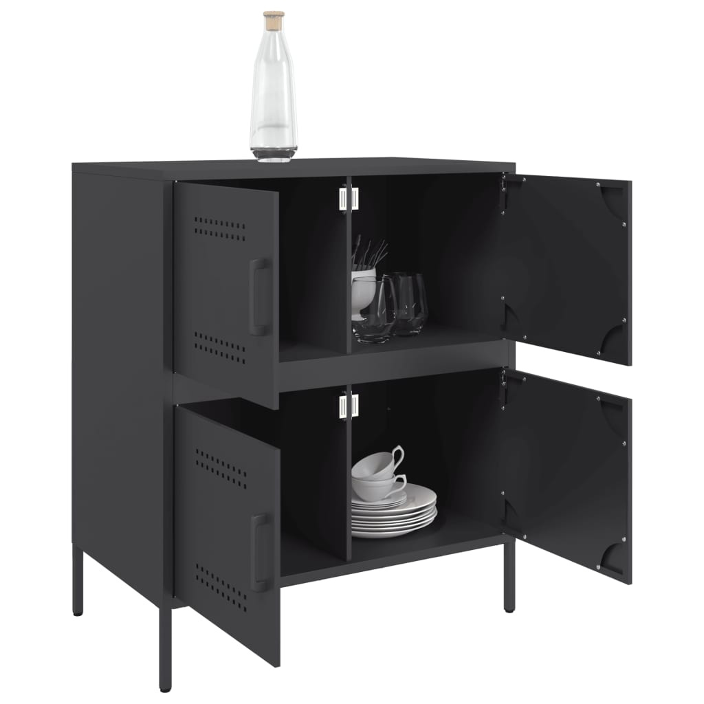 VidaXL Dressoir 68x39x79 cm staal zwart