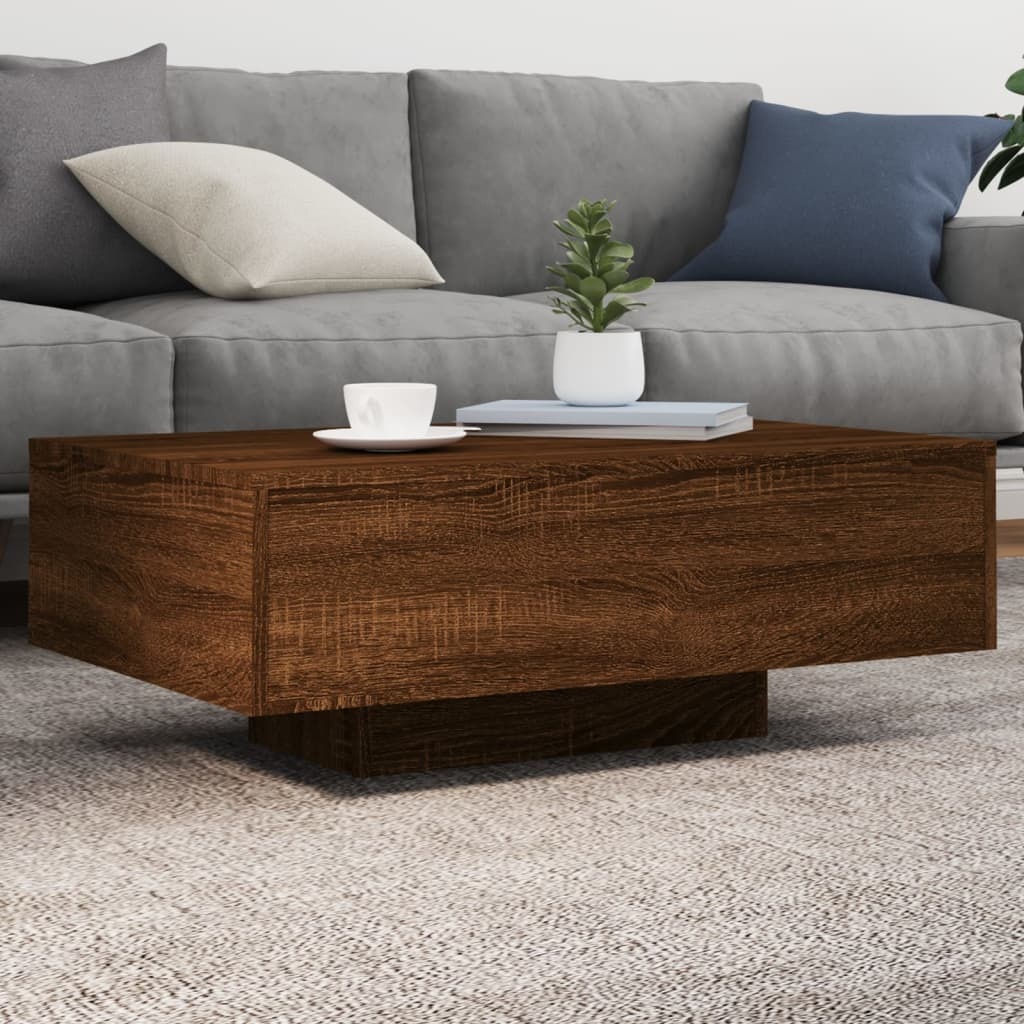 VidaXL Salontafel met LED-verlichting 85x55x31 cm bruin eikenkleur