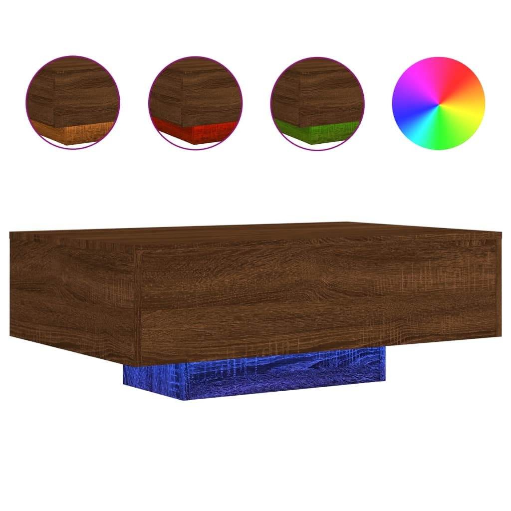 VidaXL Salontafel met LED-verlichting 85x55x31 cm bruin eikenkleur