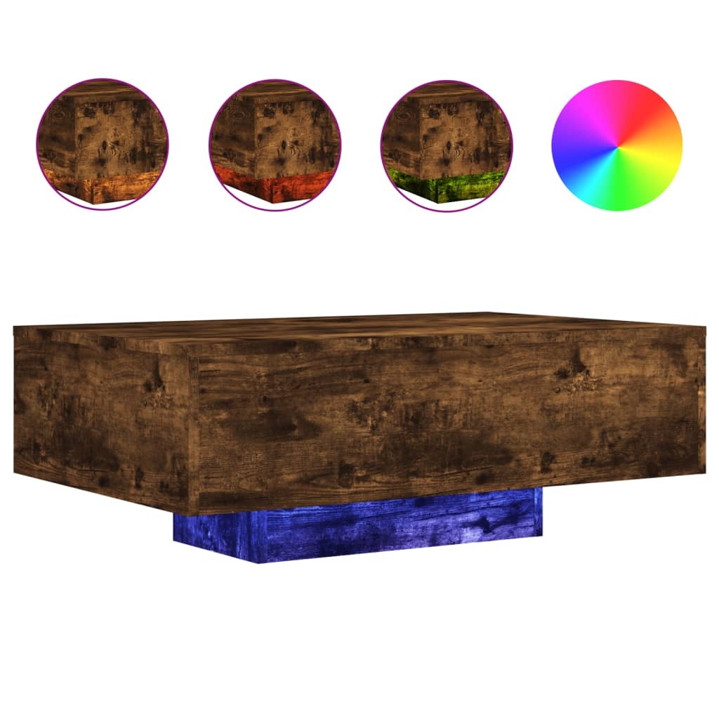 VidaXL Salontafel met LED-verlichting 85x55x31 cm gerookt eikenkleurig