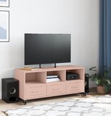 VidaXL Tv-meubel 100,5x39x43,5 cm koudgewalst staal roze