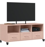 VidaXL Tv-meubel 100,5x39x43,5 cm koudgewalst staal roze