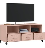 VidaXL Tv-meubel 100,5x39x43,5 cm koudgewalst staal roze