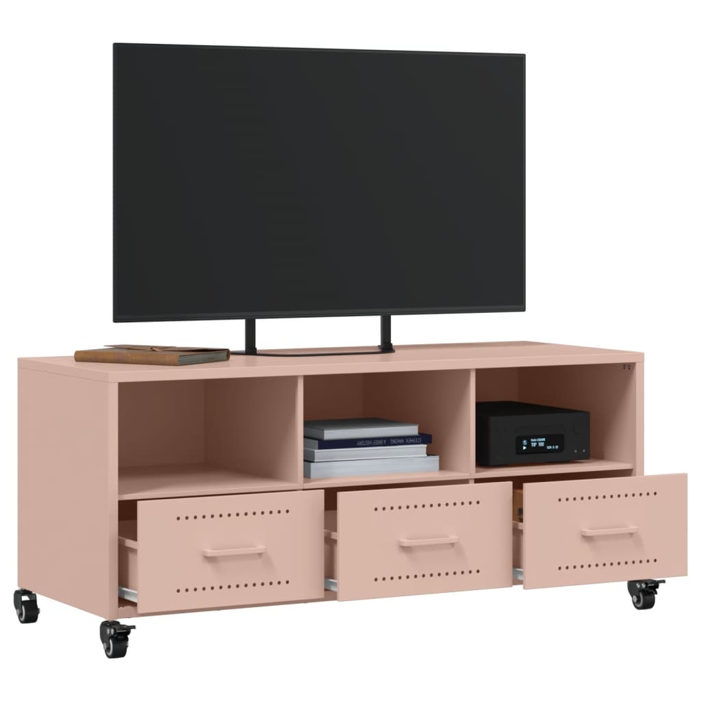 VidaXL Tv-meubel 100,5x39x43,5 cm koudgewalst staal roze