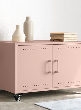 VidaXL Salontafel 68x50x43,5 cm koudgewalst staal roze