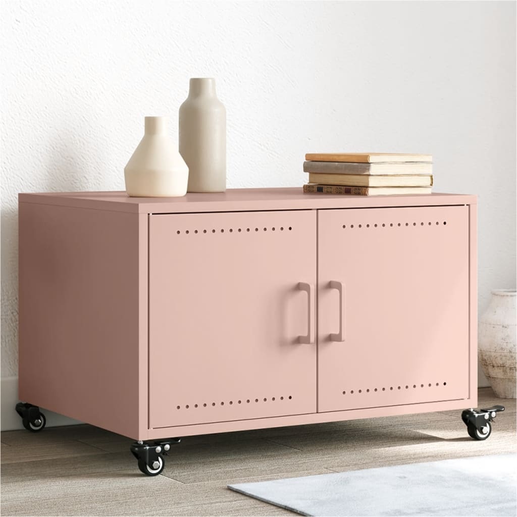 VidaXL Salontafel 68x50x43,5 cm koudgewalst staal roze