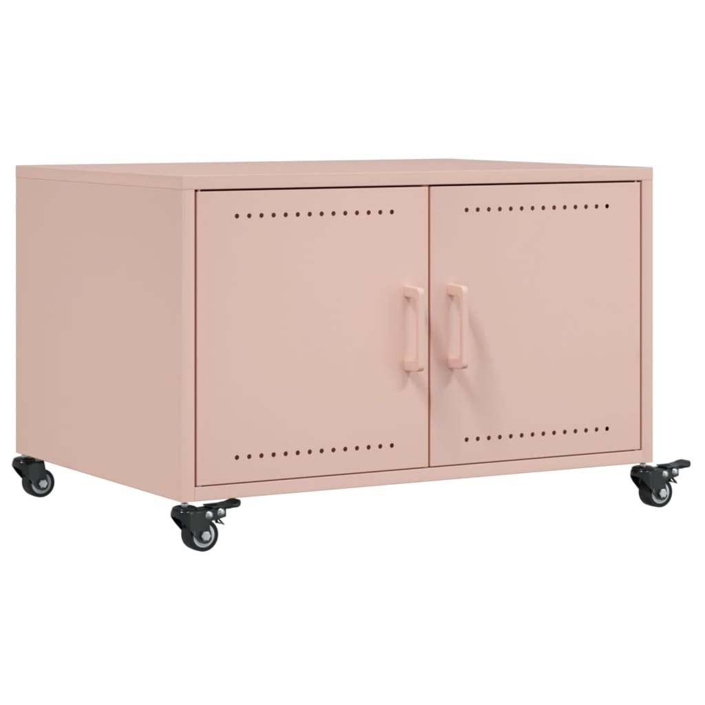 VidaXL Salontafel 68x50x43,5 cm koudgewalst staal roze