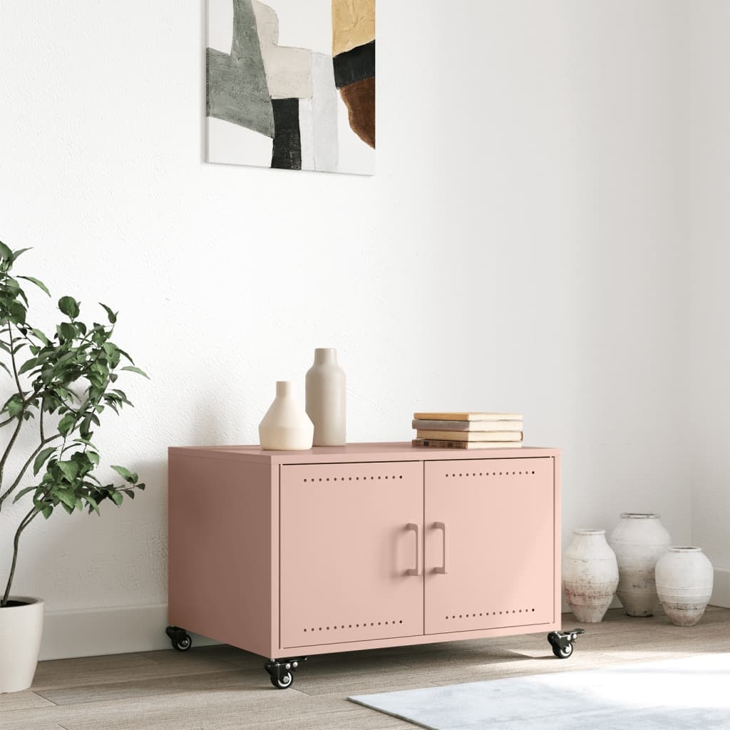 VidaXL Salontafel 68x50x43,5 cm koudgewalst staal roze