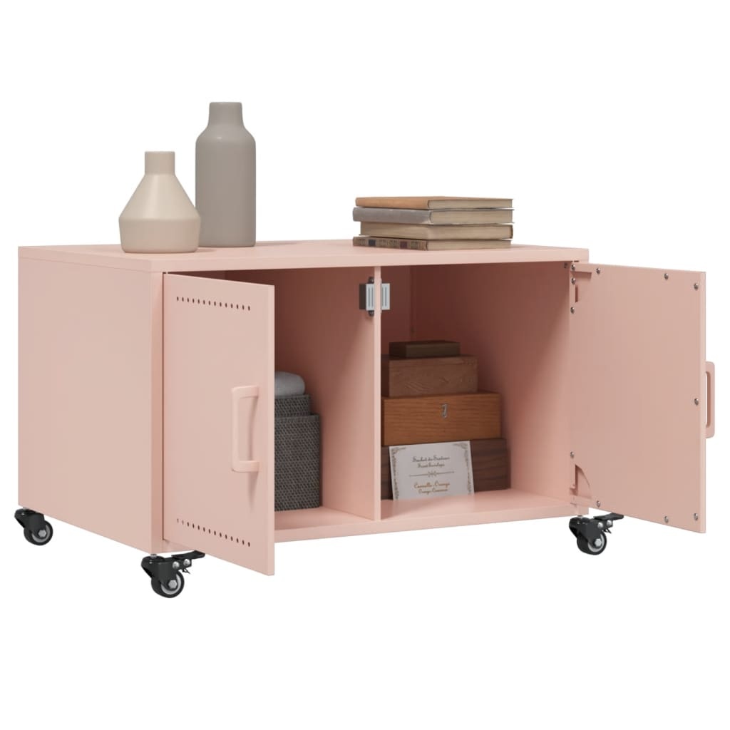 VidaXL Salontafel 68x50x43,5 cm koudgewalst staal roze