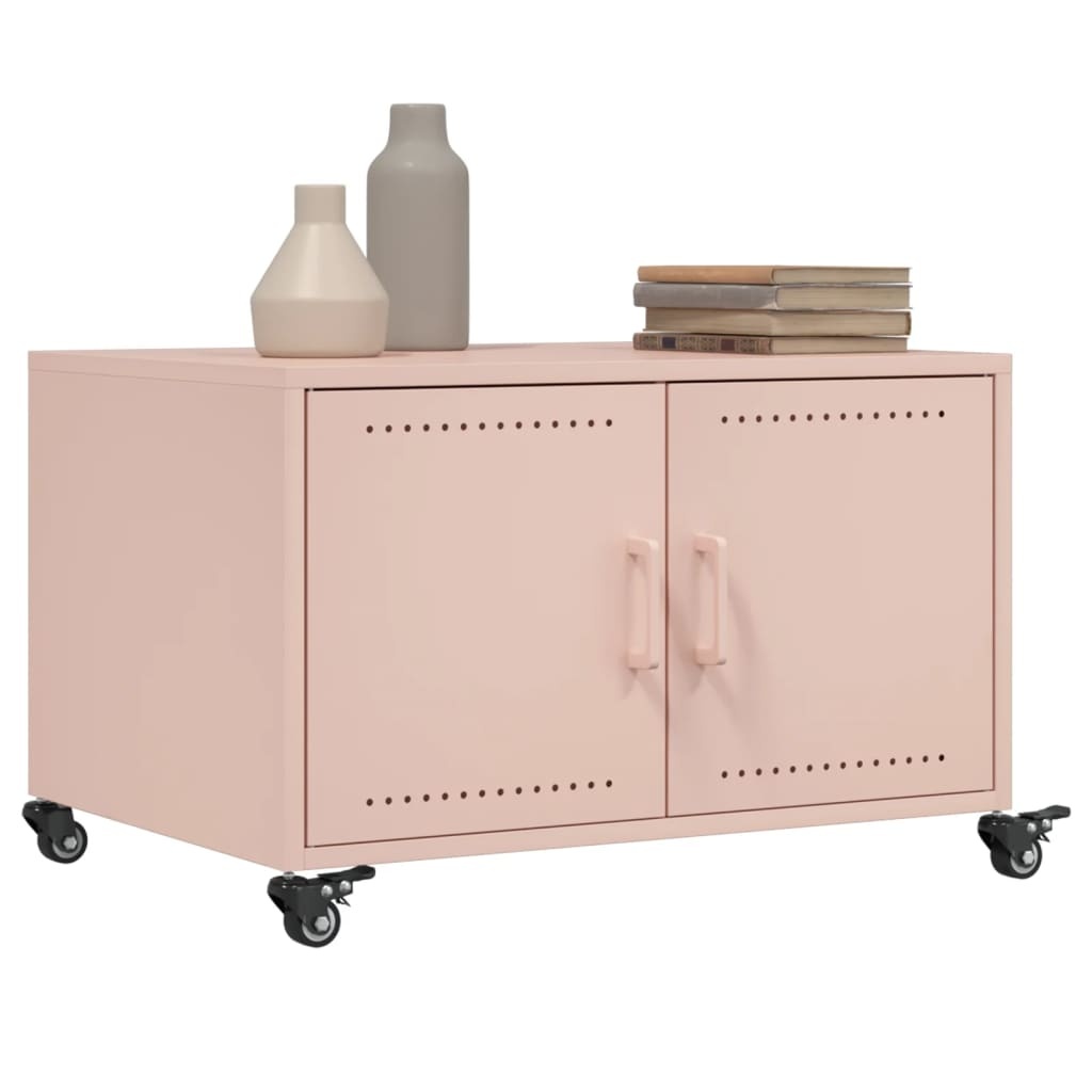 VidaXL Salontafel 68x50x43,5 cm koudgewalst staal roze