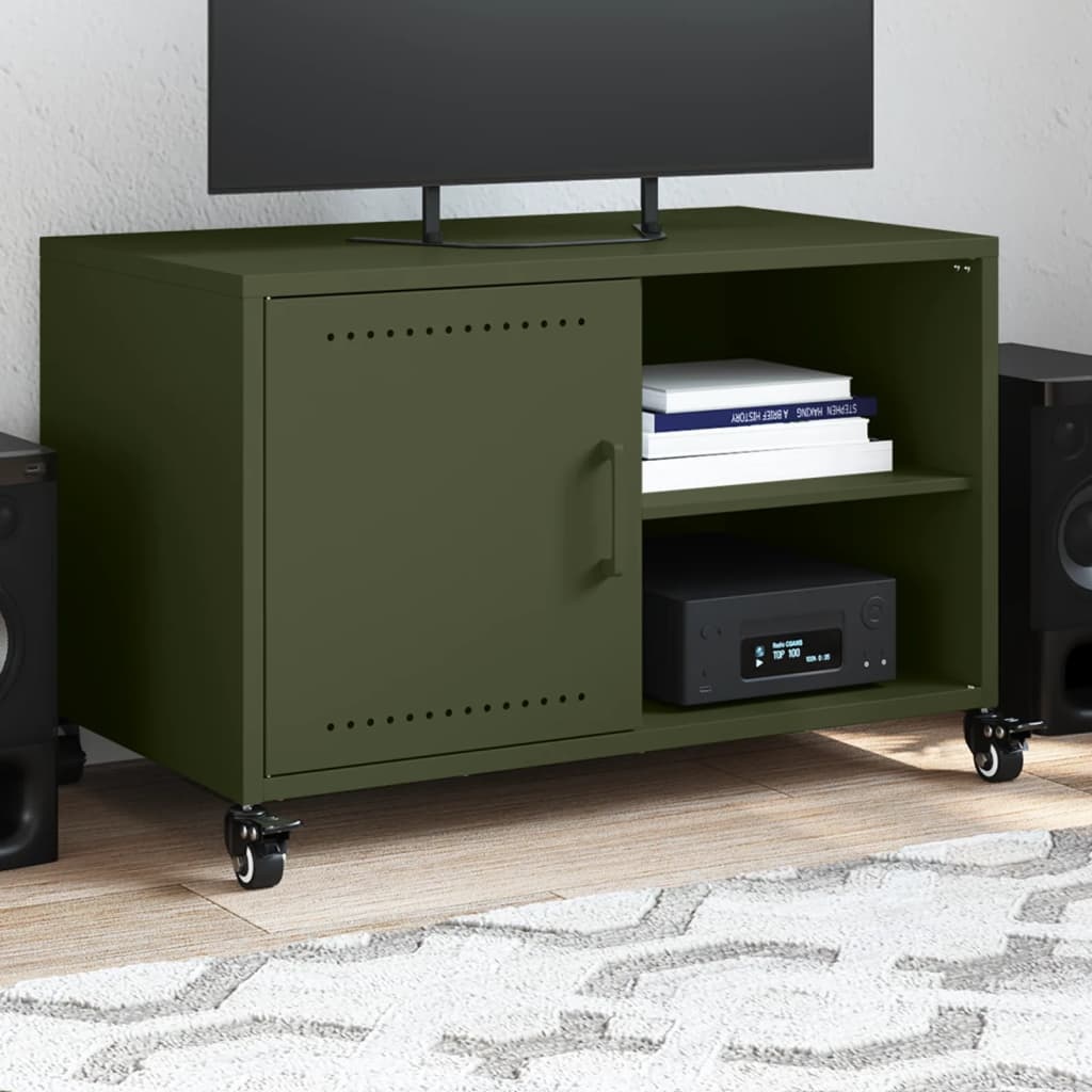 VidaXL Tv-meubel 68x39x43,5 cm koudgewalst staal olijfgroen