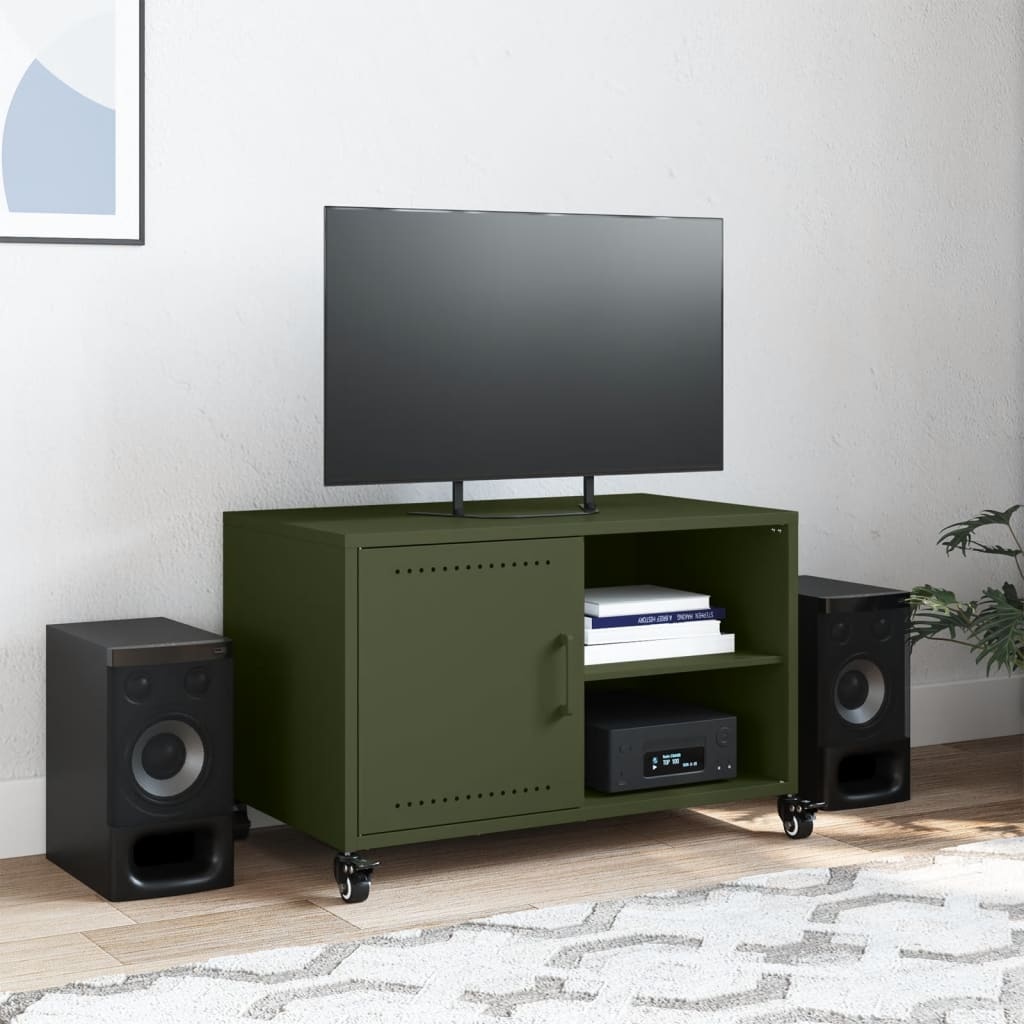 VidaXL Tv-meubel 68x39x43,5 cm koudgewalst staal olijfgroen