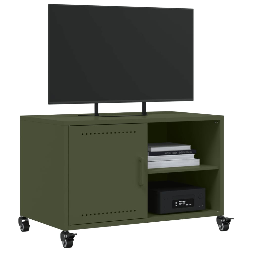 VidaXL Tv-meubel 68x39x43,5 cm koudgewalst staal olijfgroen
