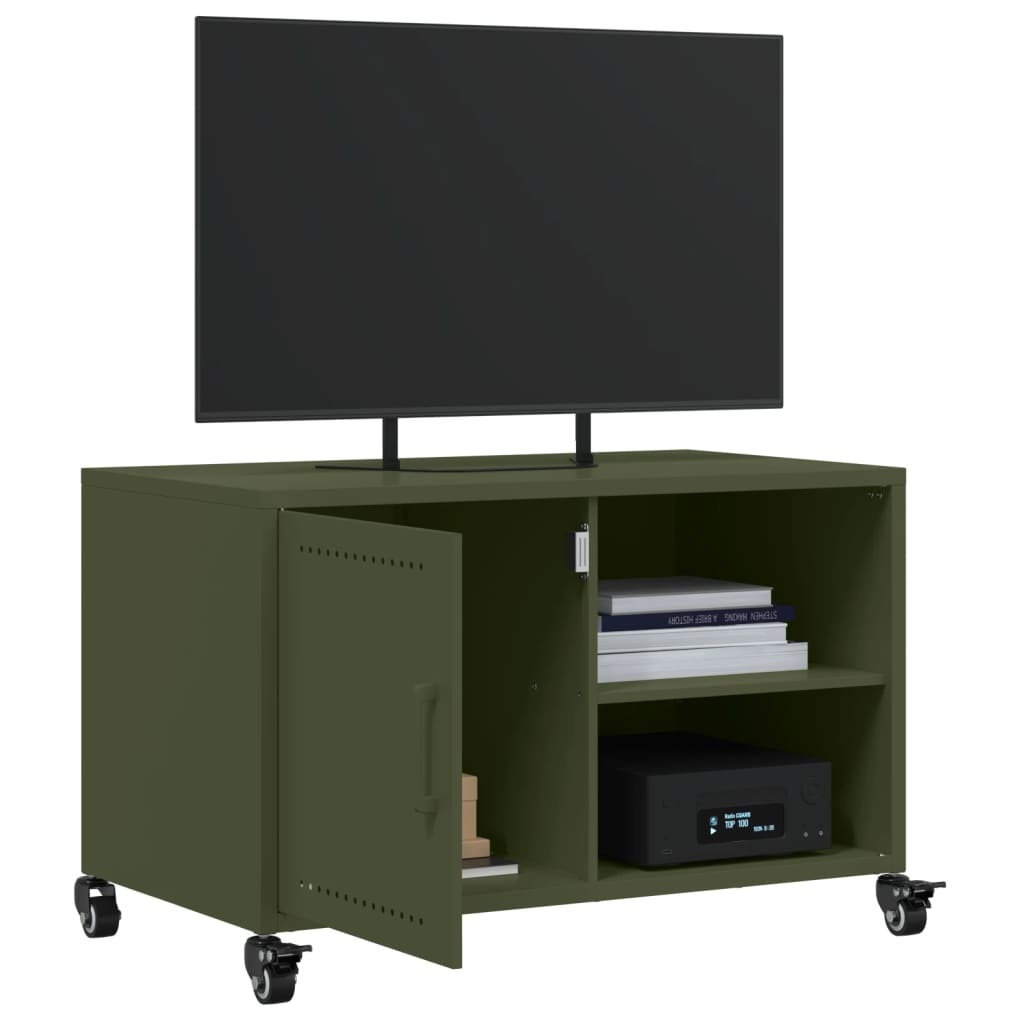 VidaXL Tv-meubel 68x39x43,5 cm koudgewalst staal olijfgroen