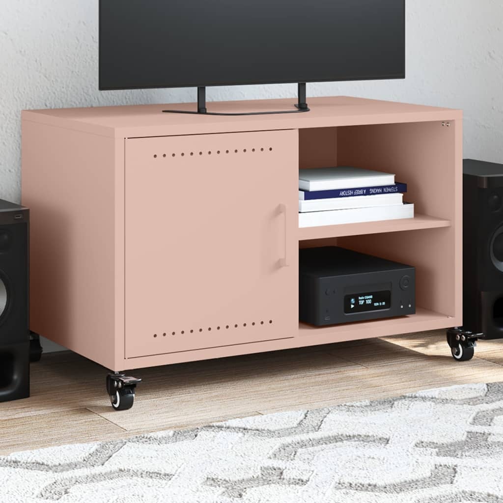 VidaXL Tv-meubel 68x39x43,5 cm koudgewalst staal roze