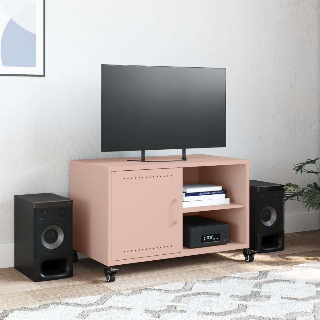 VidaXL Tv-meubel 68x39x43,5 cm koudgewalst staal roze