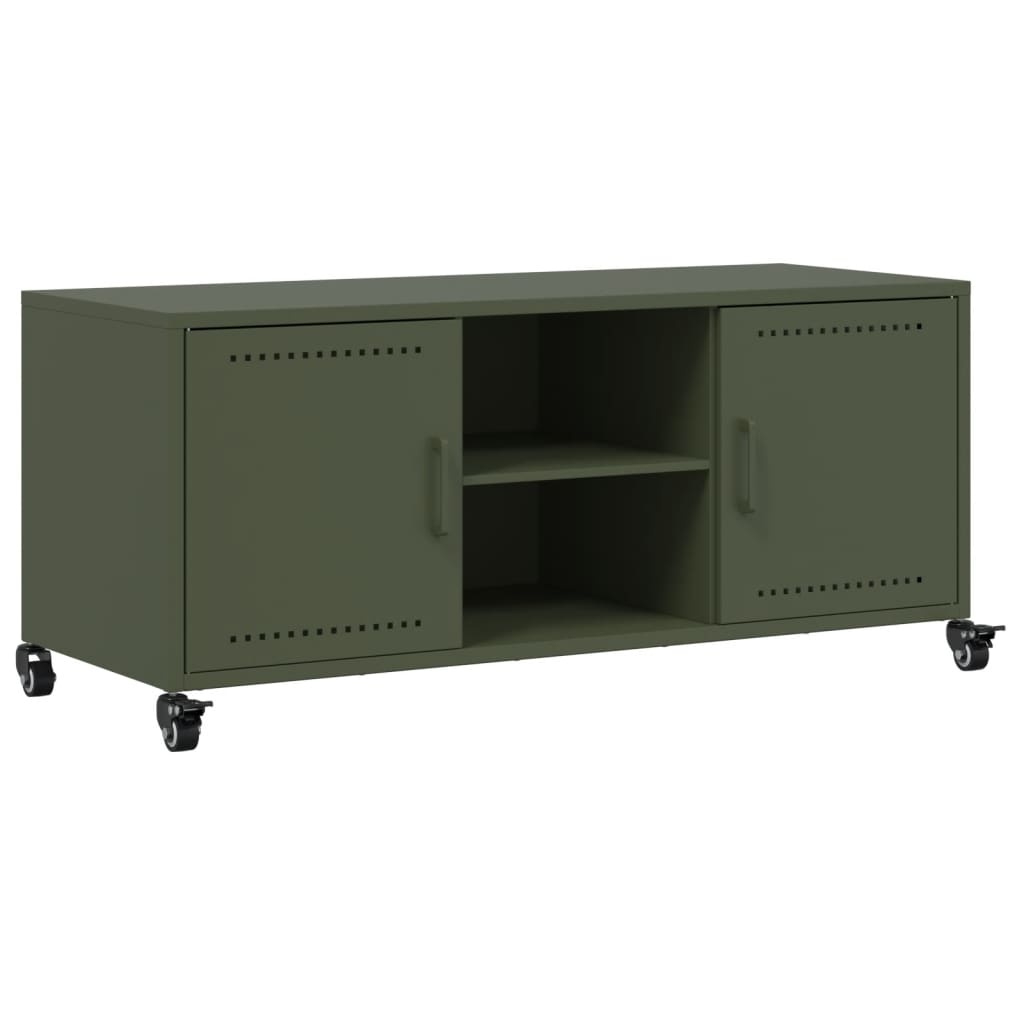 VidaXL Tv-meubel 100,5x39x43,5 cm koudgewalst staal olijfgroen