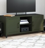 VidaXL Tv-meubel 100,5x39x43,5 cm koudgewalst staal olijfgroen