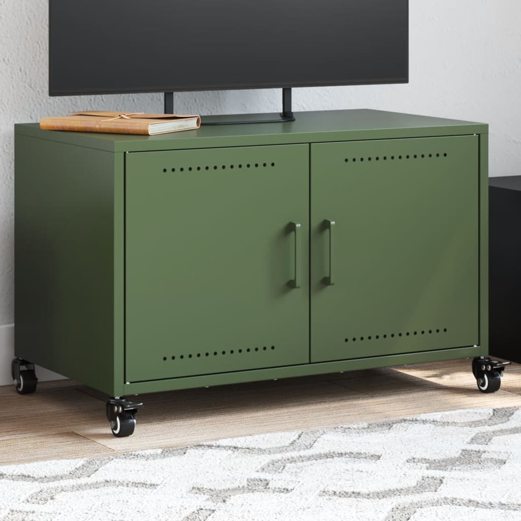 VidaXL Tv-meubel 68x39x43,5 cm koudgewalst staal olijfgroen