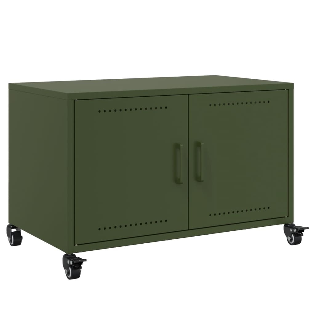 VidaXL Tv-meubel 68x39x43,5 cm koudgewalst staal olijfgroen