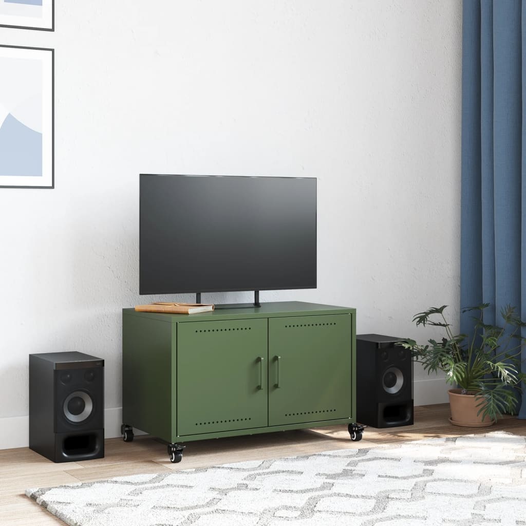 VidaXL Tv-meubel 68x39x43,5 cm koudgewalst staal olijfgroen