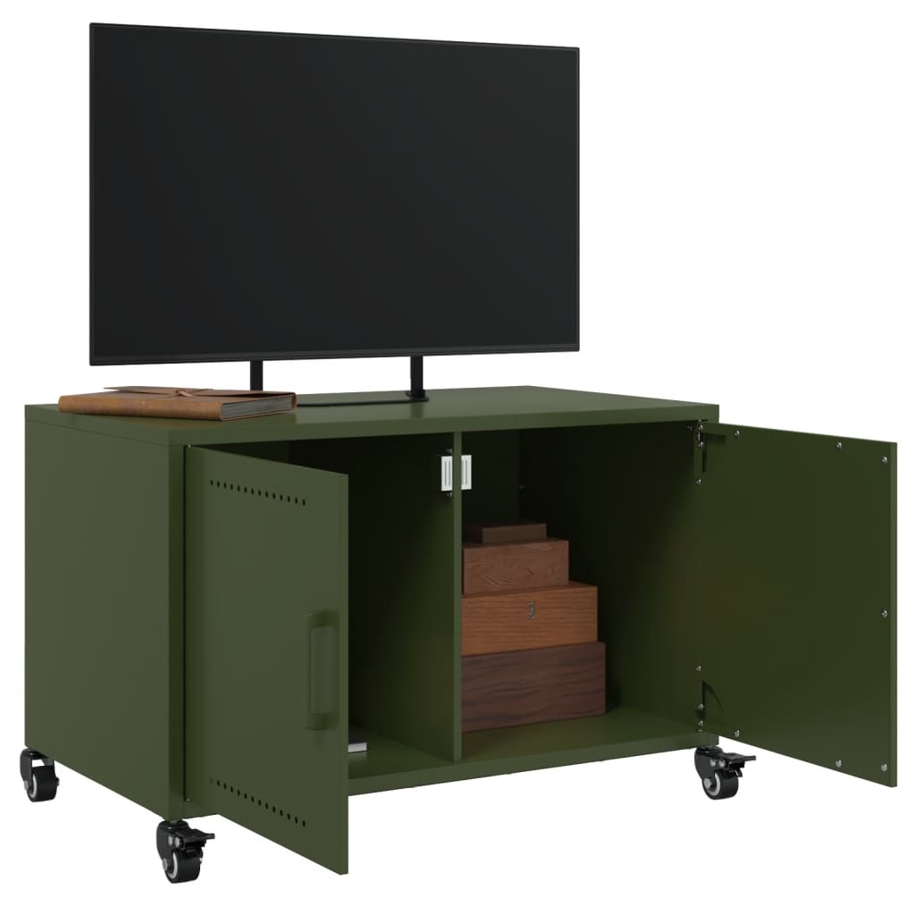 VidaXL Tv-meubel 68x39x43,5 cm koudgewalst staal olijfgroen