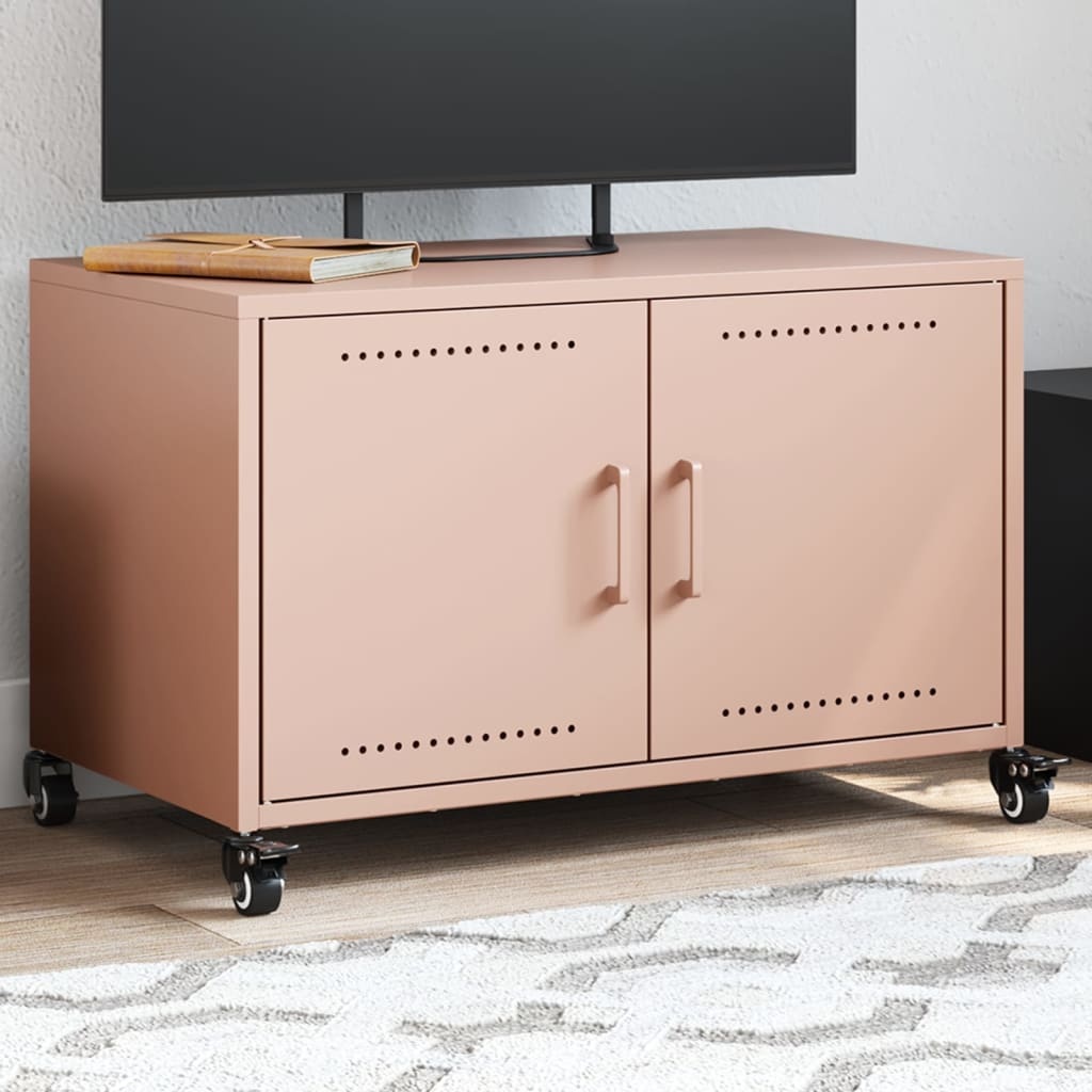 VidaXL Tv-meubel 68x39x43,5 cm koudgewalst staal roze
