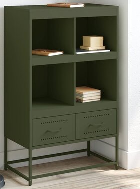 VidaXL Dressoir 68,5x39x111,5 cm koudgewalst staal olijfgroen