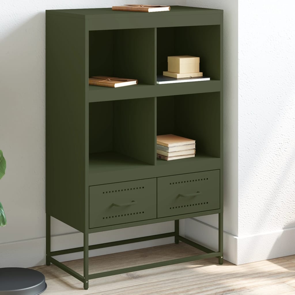 VidaXL Dressoir 68,5x39x111,5 cm koudgewalst staal olijfgroen