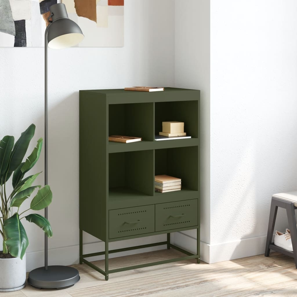 VidaXL Dressoir 68,5x39x111,5 cm koudgewalst staal olijfgroen