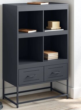 VidaXL Hoge kast 68,5x39x111,5 cm koudgewalst staal antracietkleurig