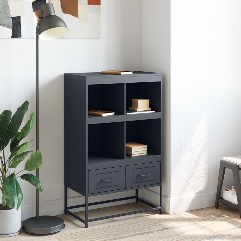 VidaXL Hoge kast 68,5x39x111,5 cm koudgewalst staal antracietkleurig