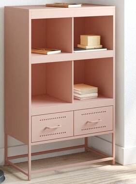 VidaXL Hoge kast 68,5x39x111,5 cm koudgewalst staal roze