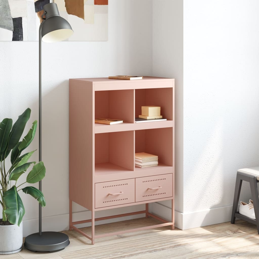 VidaXL Hoge kast 68,5x39x111,5 cm koudgewalst staal roze