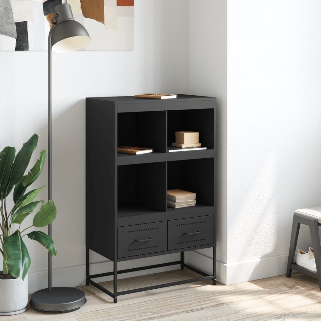 VidaXL Hoge kast 68,5x39x111,5 cm koudgewalst staal zwart