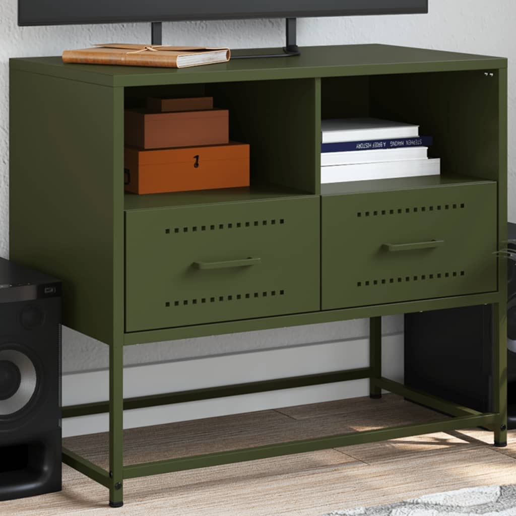 VidaXL Tv-meubel 68x39x60,5 cm staal olijfgroen