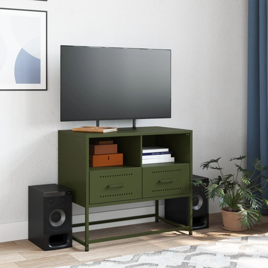 VidaXL Tv-meubel 68x39x60,5 cm staal olijfgroen