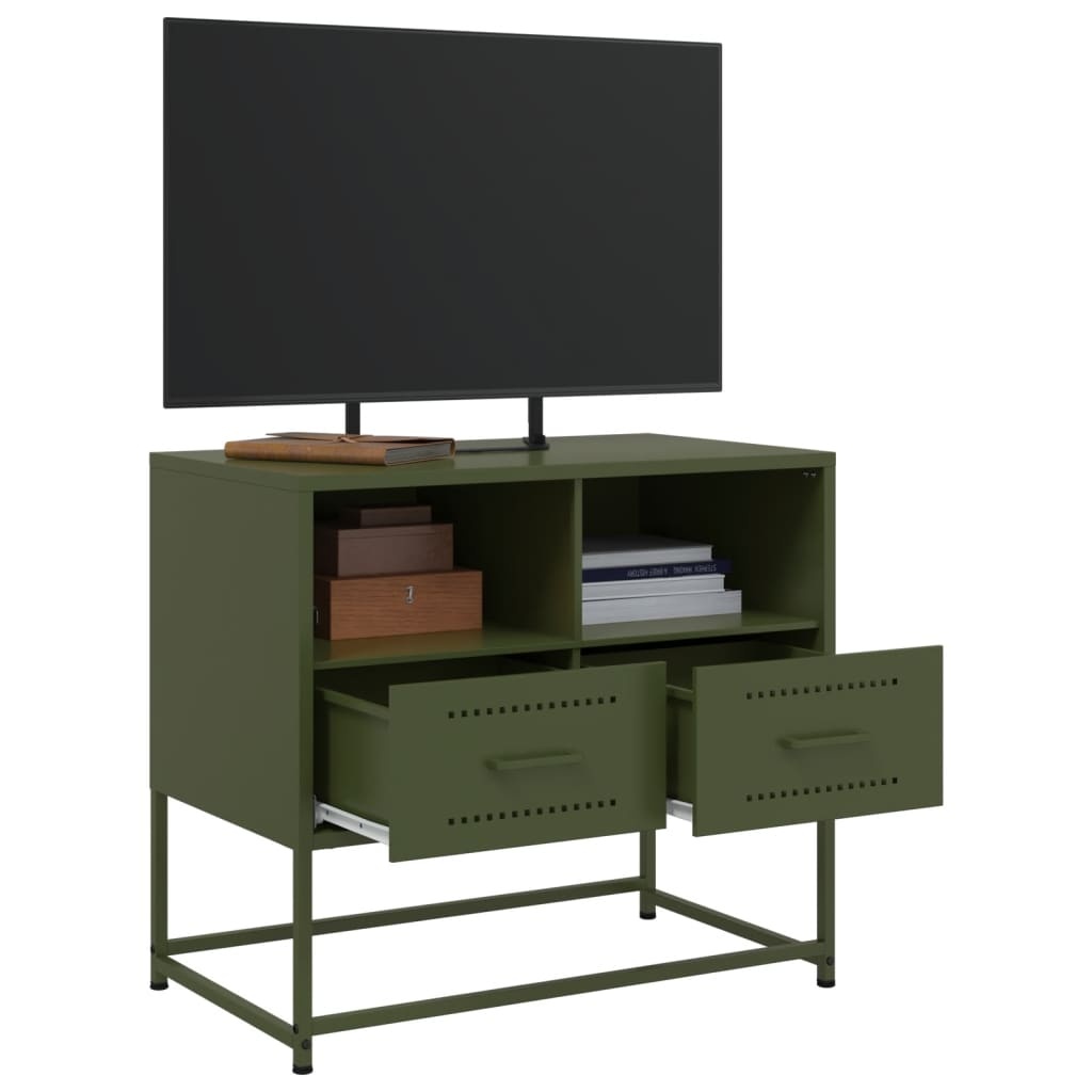 VidaXL Tv-meubel 68x39x60,5 cm staal olijfgroen