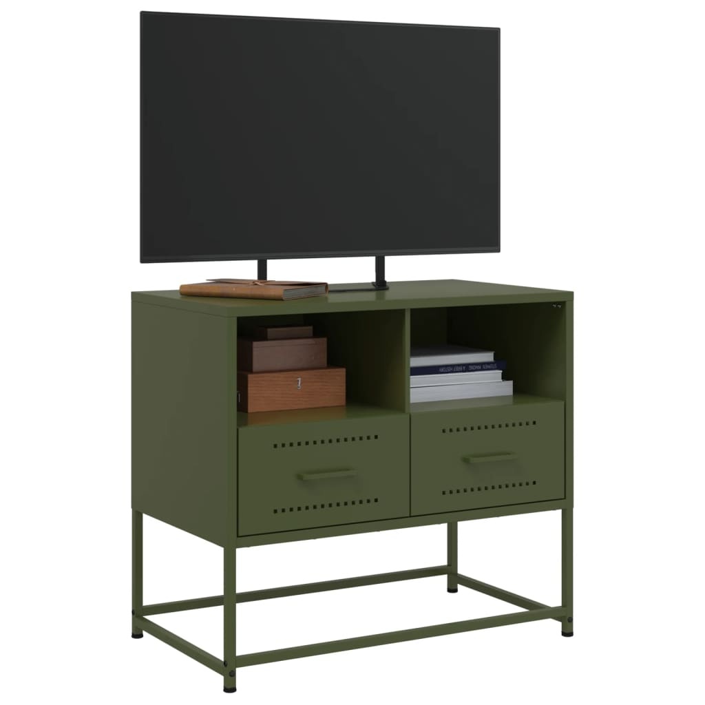 VidaXL Tv-meubel 68x39x60,5 cm staal olijfgroen